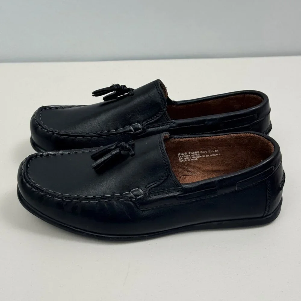 Florsheim Tassel Loafers Boys Size 5.5 M Black Leather Big Kids Dress Shoes